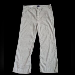 NYDJ Claire Trousers Linen Blend Wide Leg Size 12 Beige